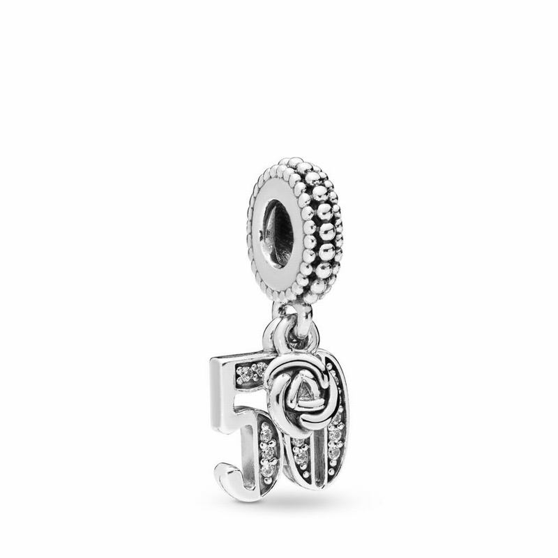 Pandora 50 Years Of Love Dangle Charm - Sterling Silver/Cubic Zirconia - Canada | PN4558PX